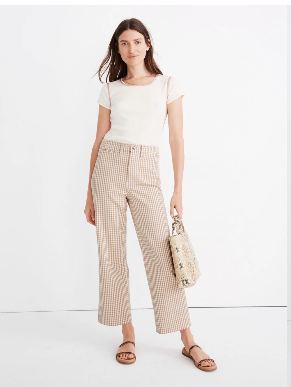 Madewell Slim Emmett Wide-Leg Pants in Gingham Check